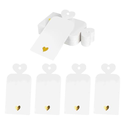 Geschenkanhänger mit goldenem Herz, für Hochzeit, Valentinstag, Namensschild, Babyparty, Hängeetikett, elegantes Geschenkpapier, beschreibbar, mit Bindfaden, für Geburtstagsparty, Weiß, 100 Stück Geschenkanhänger mit goldenem Herz, für Hochzeit, Valentinstag, Namensschild, Babyparty, Hängeetikett, elegantes Geschenkpapier, beschreibbar, mit Bindfaden, für Geburtstagsparty, Weiß, 100 Stück von FSSTUD
