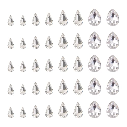 Glasstrasssteine in Tropfenform, kleine spitze Rückseite, facettierte Strasssteine, glitzernde Glaskristalle, Schmuckverzierungen für Bastelarbeiten, 180 Stück von FSSTUD