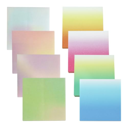 Haftnotizen, glitzernd, transparent, Farbverlauf, Haftnotizen, selbstklebende Notizblöcke, ästhetischer Haftnotizblock, 75 x 75 mm, 400 Blatt von FSSTUD