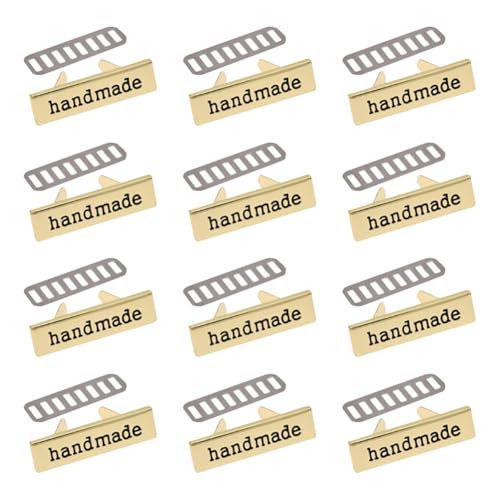 Handgefertigte Taschenanhänger aus Metall, klein, handgefertigt, rechteckig, handgefertigt, bedruckt, Produktetiketten, Häkeln, Basteln, mit Unterlegscheiben, für Handtaschen, Schuhe, 12 Stück Handgefertigte Taschenanhänger aus Metall, klein, handgefertigt, rechteckig, handgefertigt, bedruckt, Produktetiketten, Häkeln, Basteln, mit Unterlegscheiben, für Handtaschen, Schuhe, 12 Stück von FSSTUD