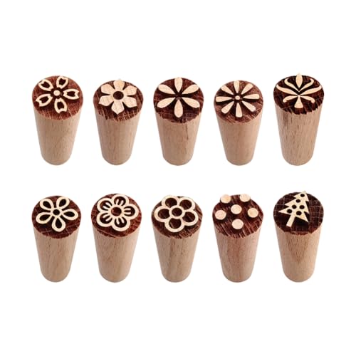 Holzstempel mit verschiedenen Mustern, natürliche Holzstempel, handgeschnitzt, Blumenstempel, Holzstempel, kleine dekorative Blumenstempel für Keramikteig, Gebäck, 10 Stück Holzstempel mit verschiedenen Mustern, natürliche Holzstempel, handgeschnitzt, Blumenstempel, Holzstempel, kleine dekorative Blumenstempel für Keramikteig, Gebäck, 10 Stück von FSSTUD