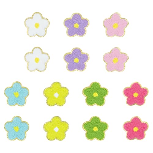 Kleine Chenille-Blumenaufnäher, goldener Rand, zum Aufnähen, bunte Blumenapplikation, niedliche Stickerei-Aufnäher, Kleidung, zum Aufkleben auf Applikationen, dekorative Nähflicken für Jacken, Jeans Kleine Chenille-Blumenaufnäher, goldener Rand, zum Aufnähen, bunte Blumenapplikation, niedliche Stickerei-Aufnäher, Kleidung, zum Aufkleben auf Applikationen, dekorative Nähflicken für Jacken, Jeans von FSSTUD