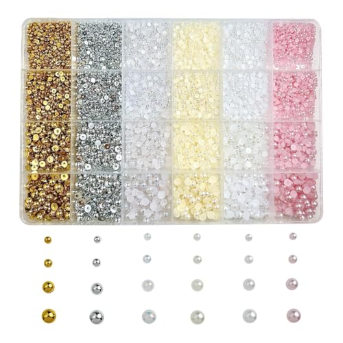 Künstliche Nagelperlen mit flacher Rückseite, elegante Fingernagelkunst-Anhänger, bunt, flache Rückseite, halbrunde Kunststoffperlen für Gesicht, Make-up, Basteln Künstliche Nagelperlen mit flacher Rückseite, elegante Fingernagelkunst-Anhänger, bunt, flache Rückseite, halbrunde Kunststoffperlen für Gesicht, Make-up, Basteln von FSSTUD