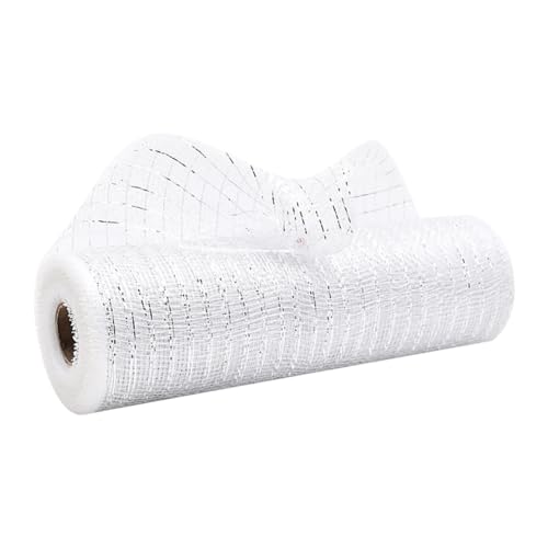 Metallfolie Netzband Weihnachtsbaum Mesh Band Breite Girlande Handwerk Stoff Dekorative Ribbbon Rollen Kranz Herstellung Weiß Metallfolie Netzband Weihnachtsbaum Mesh Band Breite Girlande Handwerk Stoff Dekorative Ribbbon Rollen Kranz Herstellung Weiß von FSSTUD