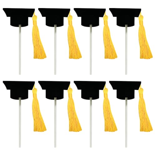 Mini-Cupcake-Topper mit Quaste, für Partys, Cupcake-Aufsätze, Congrats, Kuchendekoration, Tafelaufsatz, Dessert-Dekoration, Weinflaschenaufsatz, Hüte, goldfarben, 20 Stück von FSSTUD