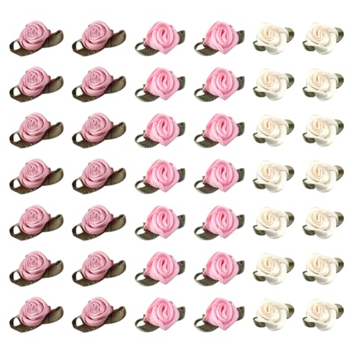 Mini-Rosenblüten mit grünen Blättern, kleine Stoff-Bastelblumen, kleine Blumen, zum Aufnähen, dekorative Blumenapplikationen, Verzierungen für Heimwerker, 150 Stück Mini-Rosenblüten mit grünen Blättern, kleine Stoff-Bastelblumen, kleine Blumen, zum Aufnähen, dekorative Blumenapplikationen, Verzierungen für Heimwerker, 150 Stück von FSSTUD