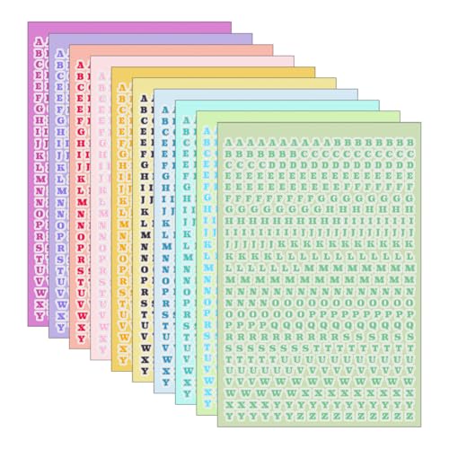Mini-Vinyl-Buchstaben-Aufkleber, kleine bunte Alphabet-Aufkleber, zum Abziehen und Aufkleben, selbstklebende Alphabet-Buchstaben, Scrapbooking, Bastelaufkleber, wasserdichte Vinyl-Aufkleber, 10 Blatt Mini-Vinyl-Buchstaben-Aufkleber, kleine bunte Alphabet-Aufkleber, zum Abziehen und Aufkleben, selbstklebende Alphabet-Buchstaben, Scrapbooking, Bastelaufkleber, wasserdichte Vinyl-Aufkleber, 10 Blatt von FSSTUD
