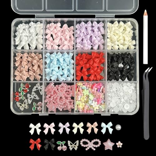 Nagelanhänger-Set mit 12 Fächern, verschiedene Formen, Mini-Harz-Schleifen-Charms, Kunststoff, Nagelkunst, Perlen, Strass, Schmetterling, Nägel, Schmuck, 3D-Fingernagel-Design, Blumen, Stern, flache Nagelanhänger-Set mit 12 Fächern, verschiedene Formen, Mini-Harz-Schleifen-Charms, Kunststoff, Nagelkunst, Perlen, Strass, Schmetterling, Nägel, Schmuck, 3D-Fingernagel-Design, Blumen, Stern, flache von FSSTUD