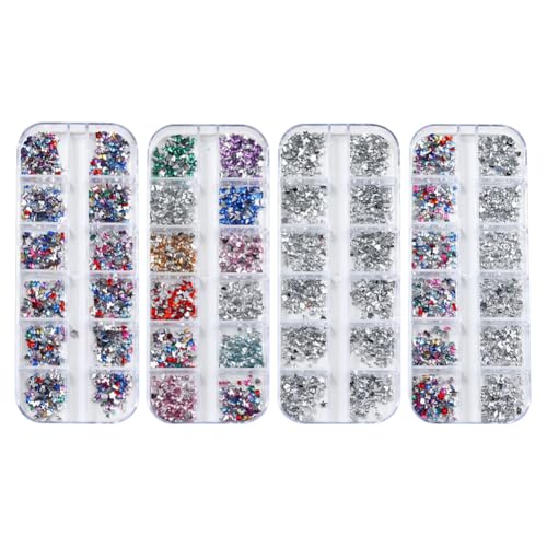 Nagelkunst-Strasssteine, bunt, flache Rückseite, Kristall, Herz, Blume, Nagelanhänger, Mini-3D-Stern, Nageldiamanten, Augen-Make-up, Edelsteine, glitzernde, flache Rückseite, 4 Boxen Nagelkunst-Strasssteine, bunt, flache Rückseite, Kristall, Herz, Blume, Nagelanhänger, Mini-3D-Stern, Nageldiamanten, Augen-Make-up, Edelsteine, glitzernde, flache Rückseite, 4 Boxen von FSSTUD
