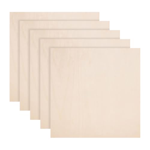 Quadratische Holzbretter, blanko, dünn, unlackiert, große Holzstücke, Laserschnitt, Holzrohlinge, Bastelholz, 25,4 x 25,4 x 0,2 cm, 5 Bögen Quadratische Holzbretter, blanko, dünn, unlackiert, große Holzstücke, Laserschnitt, Holzrohlinge, Bastelholz, 25,4 x 25,4 x 0,2 cm, 5 Bögen von FSSTUD