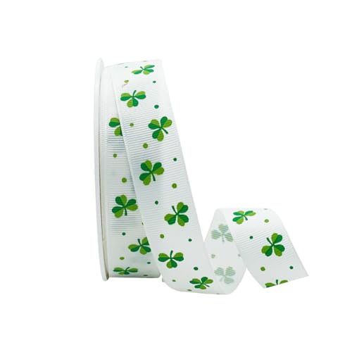 Ripsband zum St. Patrick's Day, Kleeblatt, grün-weiß, Stoffband, Geschenkband, Urlaub, Basteln, Schleifenband, 20 Meter Ripsband zum St. Patrick's Day, Kleeblatt, grün-weiß, Stoffband, Geschenkband, Urlaub, Basteln, Schleifenband, 20 Meter von FSSTUD