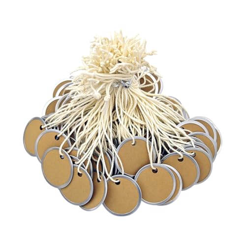 Runde Blanko-Etiketten aus Kraftpapier, 31 mm, kleine Versandanhänger, Kleidung, Preisschilder, zum Aufhängen, Geschenkverpackungen, Basteln, Kreis-Anhänger mit Schnur für Schmuckschlüssel, 50 Stück Runde Blanko-Etiketten aus Kraftpapier, 31 mm, kleine Versandanhänger, Kleidung, Preisschilder, zum Aufhängen, Geschenkverpackungen, Basteln, Kreis-Anhänger mit Schnur für Schmuckschlüssel, 50 Stück von FSSTUD