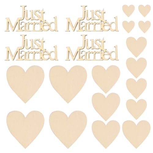Rustikales Hochzeitskonfetti aus Holz, "Just Married", Tischdekoration aus Holz, herzförmig, Party-Konfetti, Just Married, Hochzeitsdekorationen für Heimhandwerk, 80 Stück Rustikales Hochzeitskonfetti aus Holz, "Just Married", Tischdekoration aus Holz, herzförmig, Party-Konfetti, Just Married, Hochzeitsdekorationen für Heimhandwerk, 80 Stück von FSSTUD