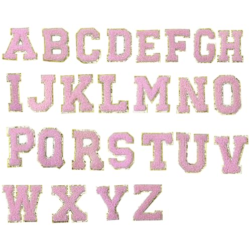 Selbstklebende Chenille-Buchstaben-Aufnäher, Glitzer, Alphabet, Stoffaufnäher, A bis Z, bestickte Applikationen, niedliche selbstklebende Buchstaben, Kleidung, Reparaturzubehör, für Handyhülle, Rosa Selbstklebende Chenille-Buchstaben-Aufnäher, Glitzer, Alphabet, Stoffaufnäher, A bis Z, bestickte Applikationen, niedliche selbstklebende Buchstaben, Kleidung, Reparaturzubehör, für Handyhülle, Rosa von FSSTUD