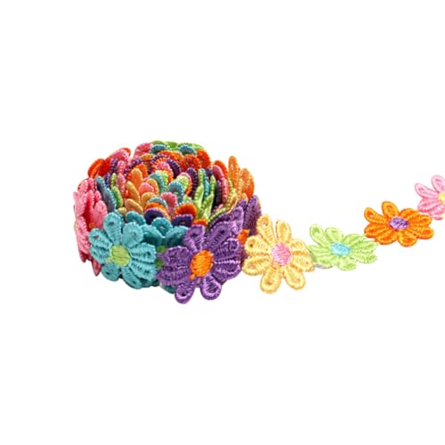 Spitzenband mit Gänseblümchen-Motiv, buntes Blumenmuster, bestickter Stoff, handgefertigt, Stickband, dekorative Nähborten für DIY-Projekte, 4,5 m Spitzenband mit Gänseblümchen-Motiv, buntes Blumenmuster, bestickter Stoff, handgefertigt, Stickband, dekorative Nähborten für DIY-Projekte, 4,5 m von FSSTUD