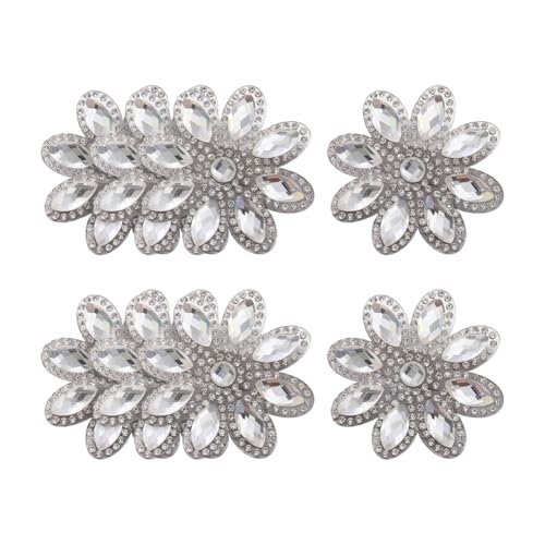 Strass-Blumen-Aufnäher zum Aufbügeln, Kristall-Blumen-Applikation, dekorative Blumenapplikationen, ausgefallene Blumenapplikationen, Hochzeitskleid, Braut-Applikationen für Schuhe, Kopfschmuck, Weiß von FSSTUD