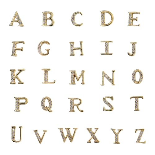 Strass-Buchstaben, Nagelkunst-Anhänger, kleine Alphabet-Nagelanhänger, 3D-Metall-Nagel-Edelsteine, modische Nageldesigns, dekorative Nagel-Nieten, Maniküre, Kunstdekorationen, 26 Stück Strass-Buchstaben, Nagelkunst-Anhänger, kleine Alphabet-Nagelanhänger, 3D-Metall-Nagel-Edelsteine, modische Nageldesigns, dekorative Nagel-Nieten, Maniküre, Kunstdekorationen, 26 Stück von FSSTUD