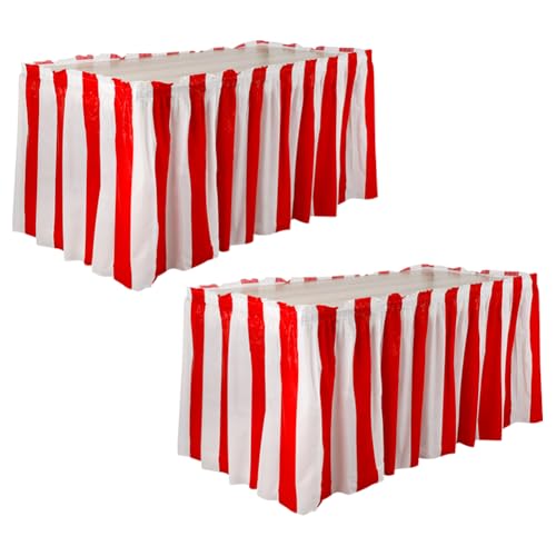 Tischröcke aus Kunststoff, gestreift, 73 x 426 cm, Rot / Weiß, gestreift, für Karneval, Motto-Party, Tischdekoration, Zirkus, Motto-Party, Partyzubehör, Geburtstagstische, Rockdekorationen für Tischröcke aus Kunststoff, gestreift, 73 x 426 cm, Rot / Weiß, gestreift, für Karneval, Motto-Party, Tischdekoration, Zirkus, Motto-Party, Partyzubehör, Geburtstagstische, Rockdekorationen für von FSSTUD