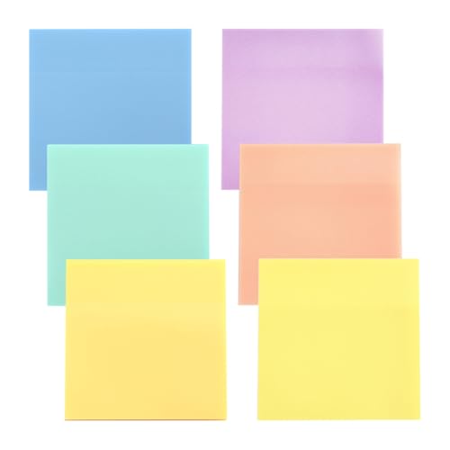 Transparente farbige Haftnotizen, 76 mm, Pastellfarben, selbstklebende Notizblöcke, wasserfest, selbstklebend, für Büro, Schule, 300 Stück von FSSTUD