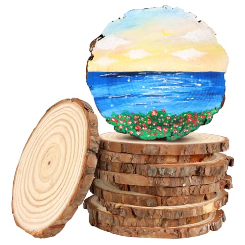 FSWCCK Unlackierte Holzscheiben für Tafelaufsätze, runde Holzscheiben mit Baumrinde, Holzkekse zum Basteln, Weihnachtsschmuck, Holzscheibe für rustikale Hochzeitsdekoration (11,9 cm - 14 cm) von FSWCCK
