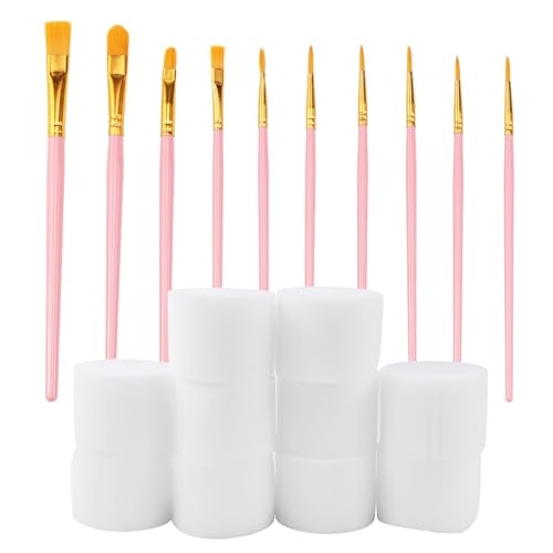 10 Stück Schminkpinsel Acrylfarben Pinsel für Körperbemalung Anfänger und Gemälde Liebhaber Hochwertlg Malpinsel Set mit 10 Schwamm für Faschings und Halloween Schminke 10 Stück Schminkpinsel Acrylfarben Pinsel für Körperbemalung Anfänger und Gemälde Liebhaber Hochwertlg Malpinsel Set mit 10 Schwamm für Faschings und Halloween Schminke von FSWWSF