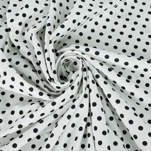 Popeline-Stoff, gepunktet, 100 % Baumwolle, 111 cm breit, Basteldruck für Erwachsene und Kinder, Bastelarbeiten, Quiltstoff, Material für DIY, Heimdekoration, Kleider, 3 m, Weiß/Schwarz Popeline-Stoff, gepunktet, 100 % Baumwolle, 111 cm breit, Basteldruck für Erwachsene und Kinder, Bastelarbeiten, Quiltstoff, Material für DIY, Heimdekoration, Kleider, 3 m, Weiß/Schwarz von FT Fashion Track