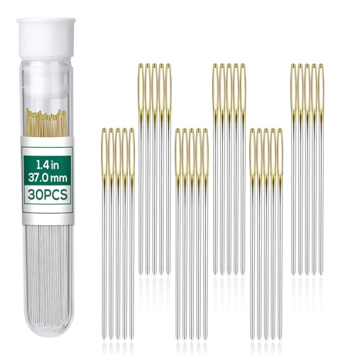 Fteven 30 Stück Kreuzstichnadeln, Größe 24, Edelstahl-Sticknadeln, großes Öhr, stumpf, goldfarben, mit Box zum Nähen von Hand, Kreuzstich Fteven 30 Stück Kreuzstichnadeln, Größe 24, Edelstahl-Sticknadeln, großes Öhr, stumpf, goldfarben, mit Box zum Nähen von Hand, Kreuzstich von FTEVEN