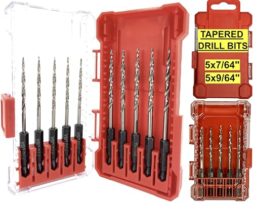 FTG USA 5 Stück 7/64 Zoll (#4), 5 Stück 9/64 Zoll (#6) Kegelbohrer, Ersatz für Kegelsenker-Bohrer-Set mit Aufbewahrungsbehälter von FTG USA