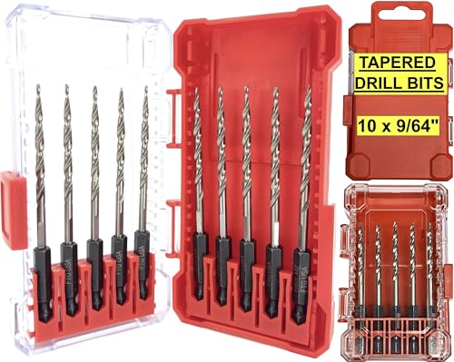 FTG USA Kegelsenker-Bohrer-Set, 10 Stück, #6 (9/64 Zoll), Ersatz-Kegelbohrer für Holz mit Aufbewahrungsbehälter von FTG USA