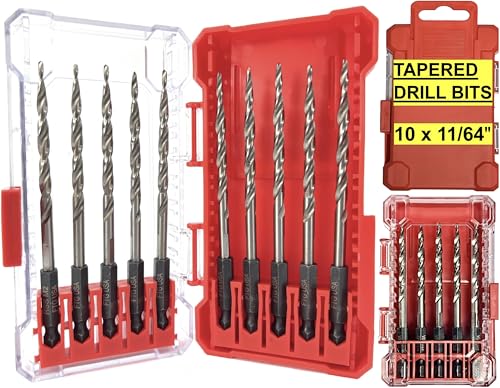 FTG USA Kegelsenker-Bohrer-Set, 10 Stück, #8 (11/64 Zoll), Ersatz-Kegelbohrer für Holz mit Aufbewahrungsbehälter von FTG USA