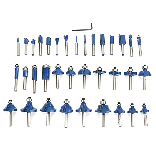 1/4 Router Bits Set Professionelles Wolfram -Carbid -Router Bit Hohe Effizienz Schneiden für Holzbearbeitungsgravurmaschine 35pcs Blau von FTVOGUE