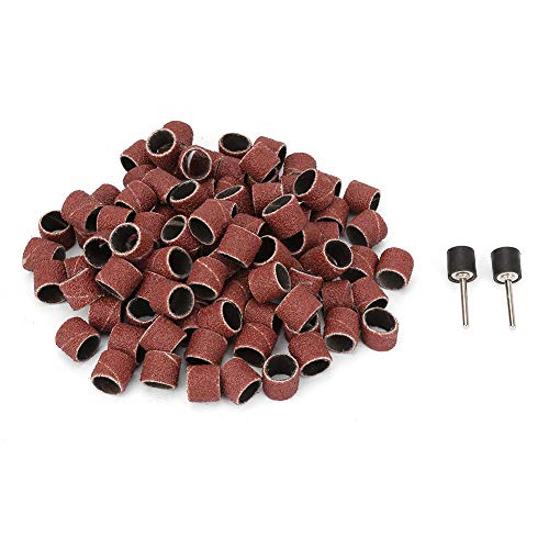 100 Stücke 12mm Schleifpapier, Schleifblätter Selbstklebende Scheiben Ringe Rad Schleifpapier Ring Schleifpapier Rad Schleifbit mit 2 Stücke Stangen von FTVOGUE