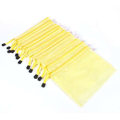 12 stücke A5 Kunststoff Reißverschluss Taschen Zip Datei Lagerung Dokument Ordner Schutzbeutel Mesh Dokumententaschen Aufbewahrungstaschen für Dokument Geschäftsbelege(yellow) von FTVOGUE