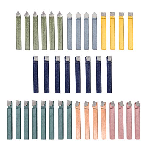 38pcs C-6 Carbid Drehwerkzeugset, Langlebiger Drehschneidemittel für Allgemeine Bearbeitungsanwendungen usw. Mit C-Typ Form, 30-Grad-Winkel-E-Formform für Gewinde, Chamfers, V (1/4 Zoll) (5/16") von FTVOGUE