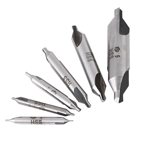 6 Stücke Zentrierbohrer 1/1.5/2 / 2.5/3 / 5mm 60 Grad HSS Zentrierbohrer Set Senker Bit Hochgeschwindigkeit Geeignet für die Bohrmaschine. von FTVOGUE
