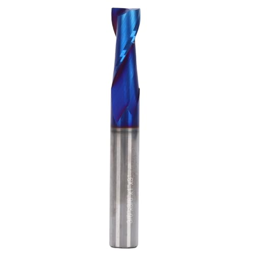 FTVOGUE 3/8-Zoll-Schaft 2 Flöten-Spiral-Router-Bit Wolfram-Stahl, CNC-Endmühle Schneiden, Beschneiden, Schnitzen mit Nano Blauer Beschichtung Zum Schlitzen, 1 Zoll Schnitt Länge von FTVOGUE