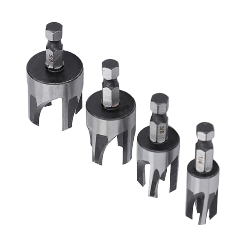 FTVOGUE 4pcs Tapered Steckhalter Set Carbon Stahl Holzbearbeitungsbohrer 1/4 3/8 1/2 5/8 Zoll Sechskant Shank für Glatte Profi Joining von FTVOGUE