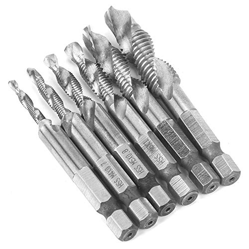 FTVOGUE 6pcs Hochgeschwindigkeits -Stahl -Hex Schaft Tap Countersink Bohrer Bits 6,35 mm (Metrik Silber 4341 6-teiliger Set) von FTVOGUE