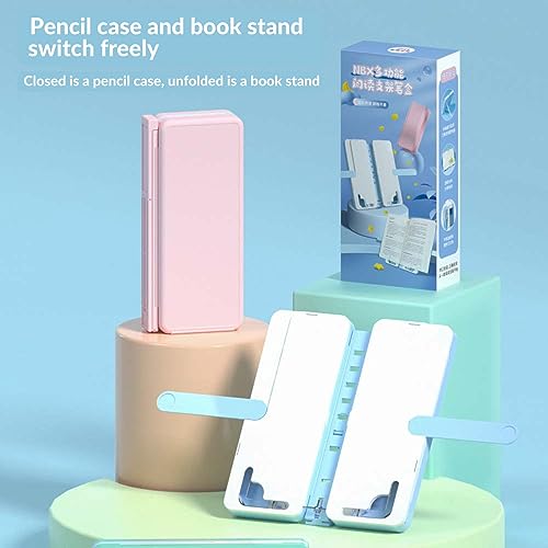 FTVOGUE Einstellbare Bleistiftkoffer -Buchhandlung 2In1 Design für Mädchenbürostudentin Stationär mit Schreibblock und 2 Löschbarer Stift 3 Aufkleberblätter Tragbar (BLUE) von FTVOGUE