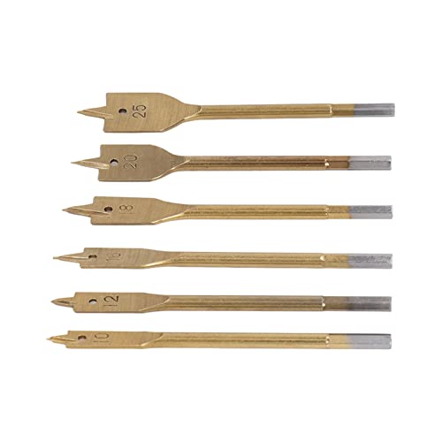 FTVOGUE Flaches Bohrbitset, Holzbohrbitset, Kohlenstoffstahl -Spatenbohrer mit 3 Schneidkanten, Bohrlöcher für Holzprodukte (GOLD) von FTVOGUE