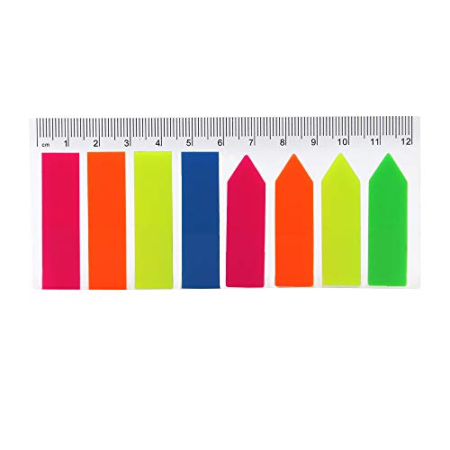 FTVOGUE Fluoreszenzklebrige Notizen -geformtes Etikett Beschreibbare Markierungen für die Büroschule Reading Supplies (4 Flachende und 4 Pfeil (Lineal Card)) von FTVOGUE