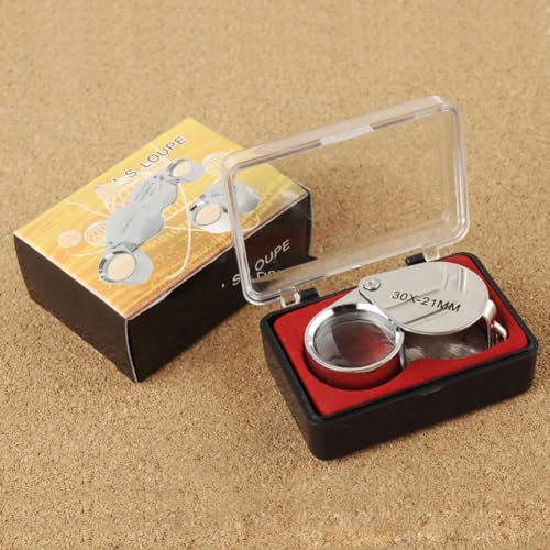 FTVOGUE High Definition 30x Pocket Jewelry Loupe Lupe für Einstufung, Antike Wertschätzung, Tragbares und Faltbares Design, Großartig Als (Silver) von FTVOGUE
