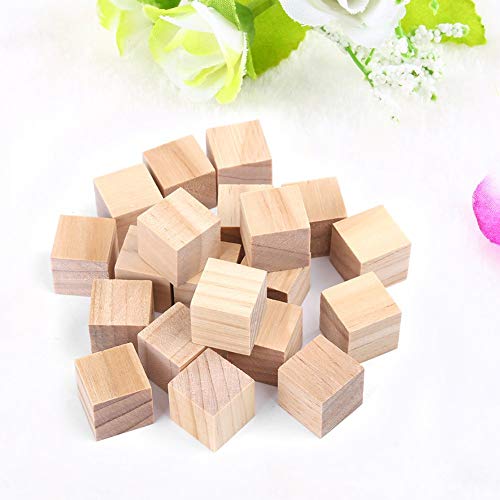 FTVOGUE Holzwürfel Unfinished Natürliche Quadratische Holz Blöcke für DIY Handwerk Handgefertigte Woodcrafts Kinder Spielzeug Wohnkultur(25mm / 10Pcs) von FTVOGUE