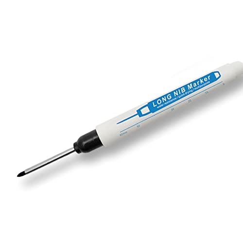 FTVOGUE Langer Nib -Marker, Tiefe Lochmarker, 30 Mm Langer Nib Carpenter Stift für Holzbearbeitung, Metall, Glas, Kunststoff. Bequemer Lineal, Schnelles Trocknen, Wasserdicht, bei der (BLACK) von FTVOGUE