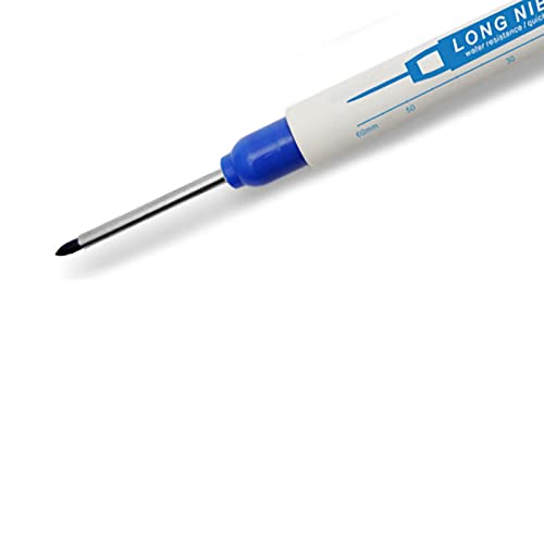 FTVOGUE Langer Nib -Marker, Tiefe Lochmarker, 30 Mm Langer Nib Carpenter Stift für Holzbearbeitung, Metall, Glas, Kunststoff. Bequemer Lineal, Schnelles Trocknen, Wasserdicht, bei der (BLUE) von FTVOGUE