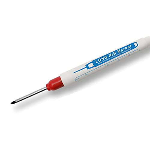 FTVOGUE Langer Nib -Marker, Tiefe Lochmarker, 30 Mm Langer Nib Carpenter Stift für Holzbearbeitung, Metall, Glas, Kunststoff. Bequemer Lineal, Schnelles Trocknen, Wasserdicht, bei der (Rot) von FTVOGUE