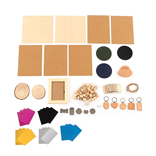 Material-Set, 11 Arten von Materialien, Edelstahl, Kiefernholz, DIY-Herstellung, CNC-Lasergravur-Material-Set für Besitzer von Graviermaschinen von FTVOGUE