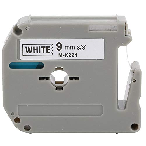 P-touch M-K221-Klebeband, 0,35-Zoll-Standard-P-touch-Klebeband, schwarz auf weiß, für den Innenbereich, für PT-65 、 PT-70 、 PT-80, wasserdicht, 26,2 Fuß (8 m), Einzelpackung von FTVOGUE