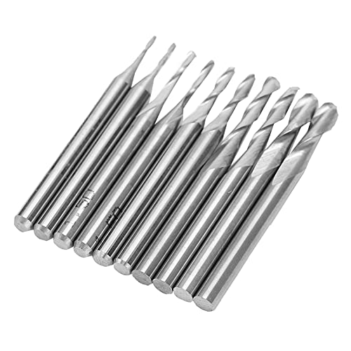 Spiralkugel Nasenendmühle, 10pcs Wolfram -Stahl -Stahl -Spiralfräsen -Cutter -Set Doppelblatt Design Verschiedene Spezifikationen für Acrylholz, Quadratische Nase von FTVOGUE