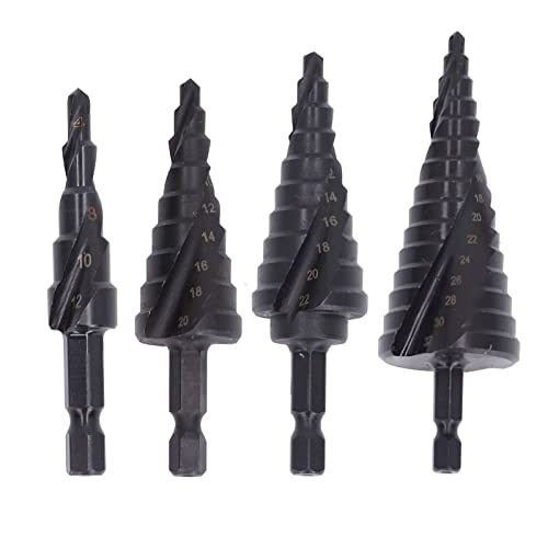 Stufenbohrer, Stufenbohrer Schnellarbeitsstahl Spiralnut Pagodenlochreibahle Sechskantschaftwerkzeug Metallbearbeitung Mehrzweckbohrer(15 Stufen (4‑32 mm)) von FTVOGUE
